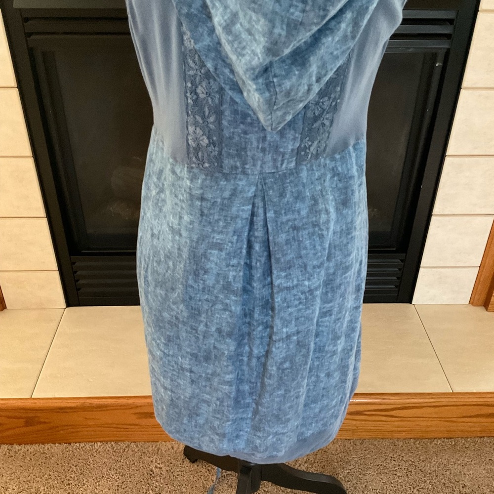 Blu No.9 Linen & Cotton Fully Lined Sleeveless Hooded Quarter-Zip Dress, Sz S/P - Picture 6 of 11